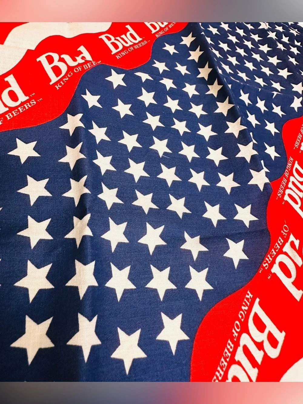 VTG Budweiser Flag Bandana 1995 Made in the USA 50/50 Bud